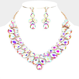 Teardrop Stone Cluster Evening Necklace