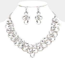 Teardrop Stone Cluster Evening Necklace