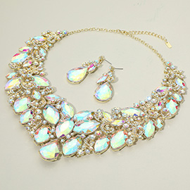 Marquise Stone Cluster Accented Evening Necklace