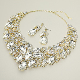 Marquise Stone Cluster Accented Evening Necklace
