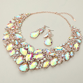 Marquise Stone Cluster Accented Evening Necklace