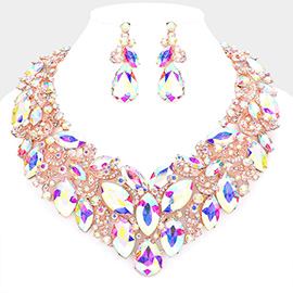 Marquise Stone Cluster Accented Evening Necklace