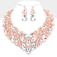 Marquise Stone Cluster Accented Evening Necklace