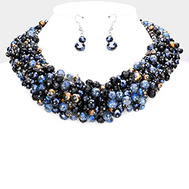 Natural Stone Faceted Beaded Collar Necklace