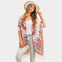 Bohemian Print Cover Up Kimono Poncho