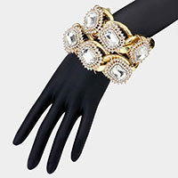 Stone Embellished Chain Link Double Layered Bracelet