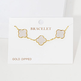 Gold Dipped Quatrefoil Charm Link Bracelet