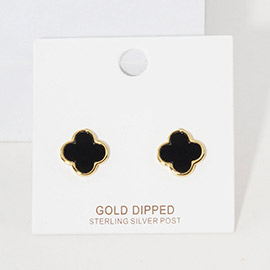 Gold Dipped Quatrefoil Stud Earrings