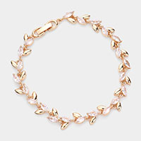 CZ Metal Marquise Link Evening Bracelet