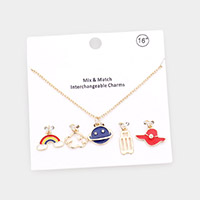 Rainbow Cloud Space Hat Interchangeable Pendant Necklace