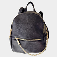 Draped Chain Faux Leather Mini Backpack Bag