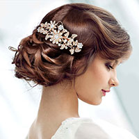 Stone Embellished Flower Leaf Hair Comb