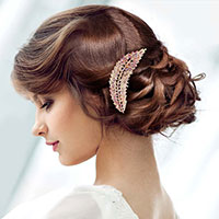 Rhinestone Pave Leaf Hair Comb