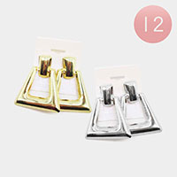 12Pairs - Metal Trapezoid Door Knocker Earrings