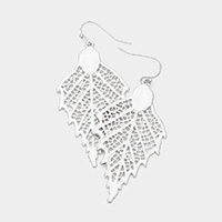 Cut Out Detailed Metal Leaf Dangle Earrings