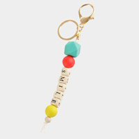 SMILE Message Geometric Beaded Keychain