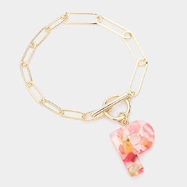 -P- Colorful Monogram Charm Bracelet