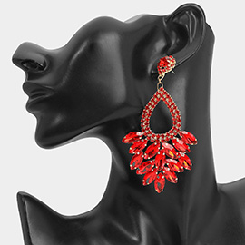 Marquise Crystal Cluster Rhinestone Evening Dangle Earrings