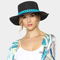 Colored Chain Band Panama Sun Hat