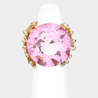 Metal Twig Detailed Round Stone Stretch Ring