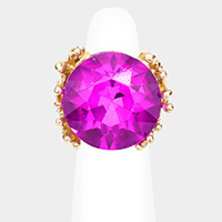 Metal Twig Detailed Round Stone Stretch Ring