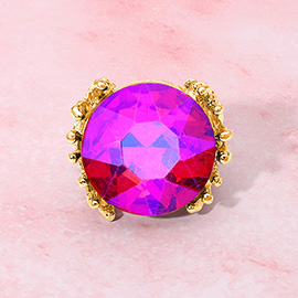 Metal Twig Detailed Round Stone Stretch Ring