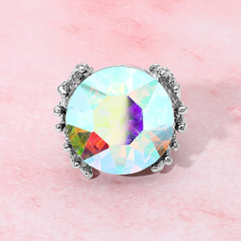 Metal Twig Detailed Round Stone Stretch Ring