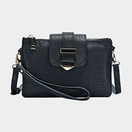 Belt Buckle Pointed Wristlet Clutch / Crossbody Bag