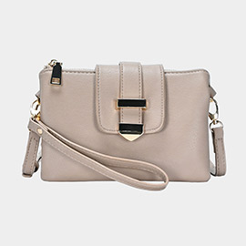 Belt Buckle Pointed Wristlet Clutch / Crossbody Bag