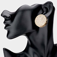 Greek Pattern Detailed Rhinestone Embellished Round Earrings