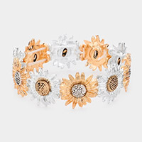 Metal Sunflower Stretch Bracelet