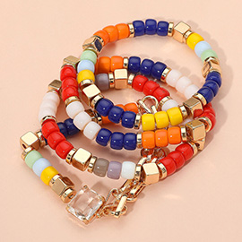 4PCS - Cube Resin Beaded Stretch Bracelets