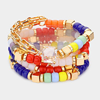 4PCS - Cube Resin Beaded Stretch Bracelets