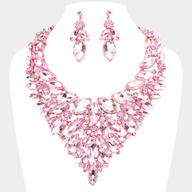 Marquise Stone Cluster Statement Evening Necklace