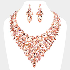 Marquise Stone Cluster Statement Evening Necklace