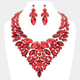 Marquise Stone Cluster Statement Evening Necklace