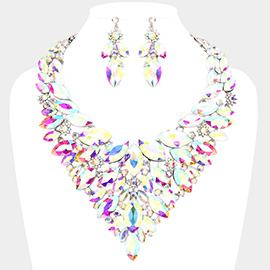 Marquise Stone Cluster Statement Evening Necklace
