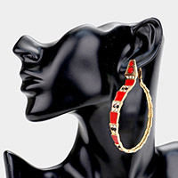 Stone Embellished Enamel Snake Earrings