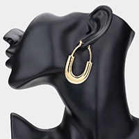 Metal Half Oval Pin Catch Earrings