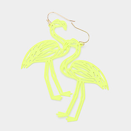 Cut Out Brass Metal Flamingo Dangle Earrings