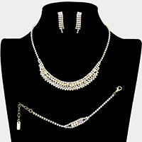 3PCS - Rhinestone Pave Necklace Set