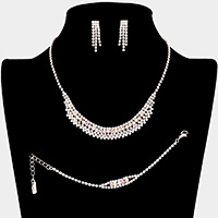 3PCS - Rhinestone Pave Necklace Set