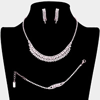 3PCS - Rhinestone Pave Necklace Set