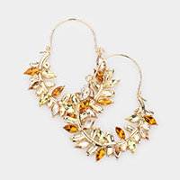 Marquise Stone Embellished Leaf Cluster Dangle Earrings