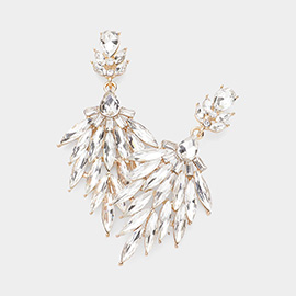 Marquise Stone Cluster Dangle Evening Earrings