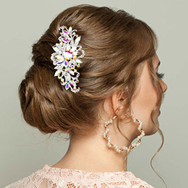 Multi Stone Flower Leaf Hair Comb