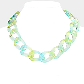 Lucite Resin Chain Link Necklace