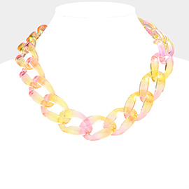 Lucite Resin Chain Link Necklace