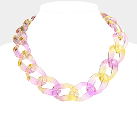 Lucite Resin Chain Link Necklace