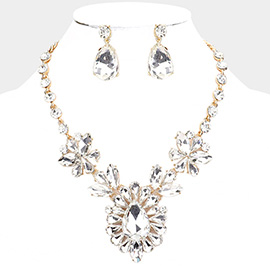 Teardrop Stone Cluster Evening Necklace